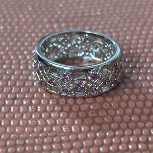 Silver and Pink Gemstone Ring